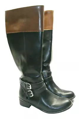Arizona Boots Denver Women Size 6.5 Buckles Black Brown Knee High Closed Toe • $21.94