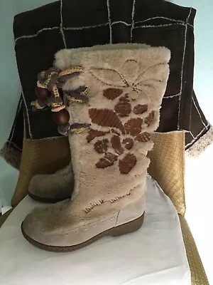 Sam Edelman Winter Faux Fur Shearling Knee High Snow Boots Mukluks Unusual Sz 8 • $35