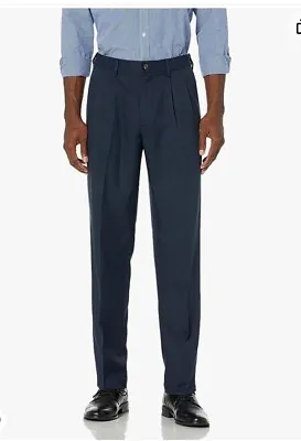 Amazon Essentials Men's Classic-Fit Expandable-Waist Pleated Dress Pant • $11.50