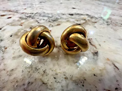 Monet  1/2   Gold Knot Clip On Earrings • $9.99