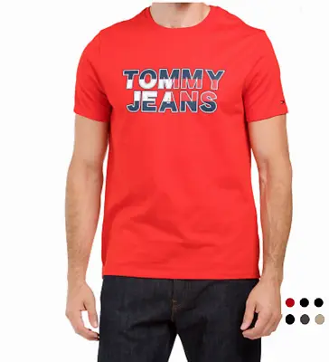 TOMMY HILFIGER Men`s Short Sleeve Crew Neck Graphic Logo T-shirt M L XL Red Blue • $19.98