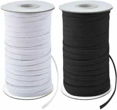 Flat Elastic Black & White 6mm 9mm 12mm 25mm Face Mask Elastic Sewing Dress UK • £36.99