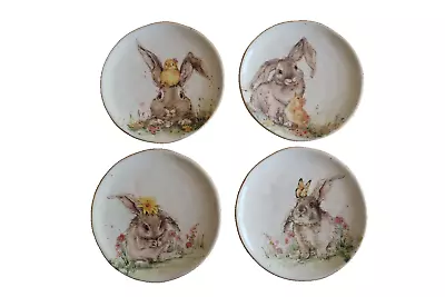 Southern Living Stoneware Bunny Rabbit Salad Plate Set Of 4 All Different 8.5  • $125