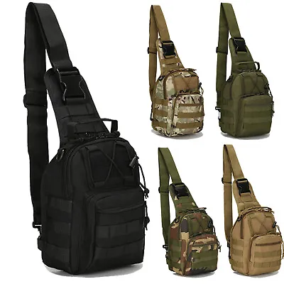 Mens Sling Backpack Molle Tactical Military Outdoor Travel Shoulder Chest Bag • £10.99