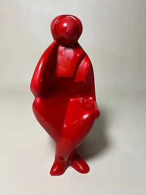 Abstract Art Sculpture In Stone Red Person Setting “Am I? “ 9” Tall Weig • $35.09