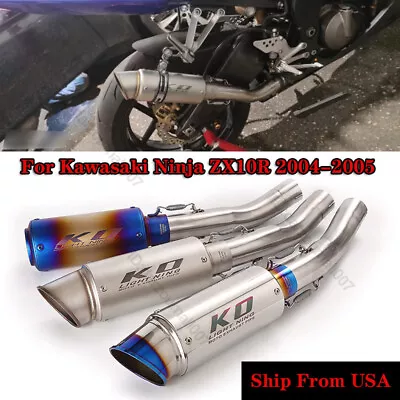 Slip On For Kawasaki Ninja ZX10R 2004-2005 Exhaust Middle Pipe 51mm Muffler Tips • $127.02