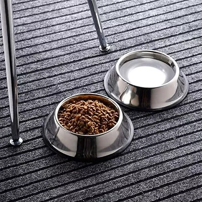 Stainless Steel Dog Bowl With Rubber Base For Food And Water Pet Food Container • $15.99