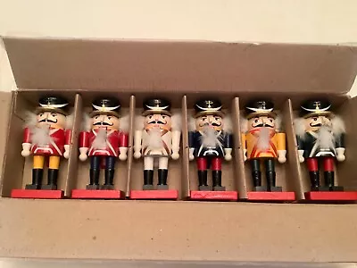 Set Of 6 Wooden Mini Christmas Nutcrackers—4.25 Inches Tall • $18