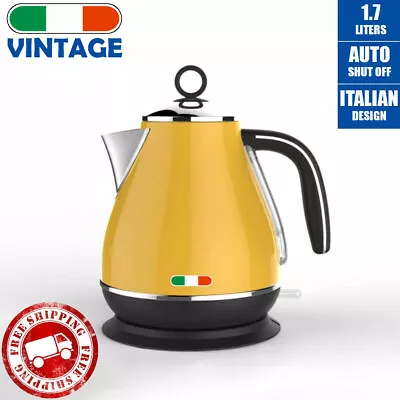 Vintage Electric Kettle Yellow 1.7L Stainless Steel Auto OFF 2200W Not Delonghi  • $69.99