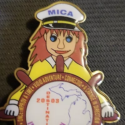 Destination Imagination Pinback 2003 MI MICA Captain Michigan Pin DI OM201 • $37.39