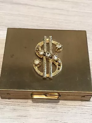 Vintage Petty Cash Pocket Change Coin Box Metal Compact Dollar Sign Money Clip • $12