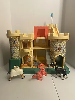Fisher Price 1974 Vintage Little People Family Castle #993 Horses & Pink Dragon! • $49.99