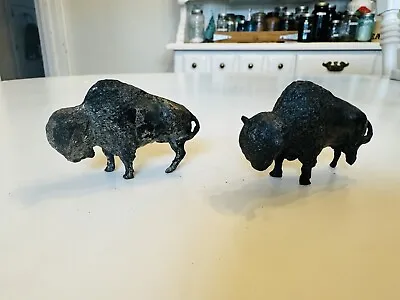 Austrian Cold Painted Antique American Buffalo Figurines Set Of (2)  • $14