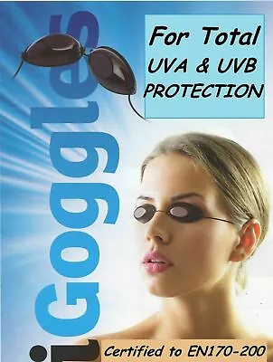 1 X PAIR OF SUNBED TANNING GOGGLES UV TANNING EYE PROTECTION GENUINE IGOGGLES • £2.99