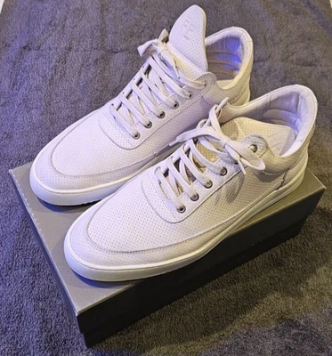 $50 • Buy Filling Pieces - Low Top Ripple Nubuk Perforated White Mens Sneaker 