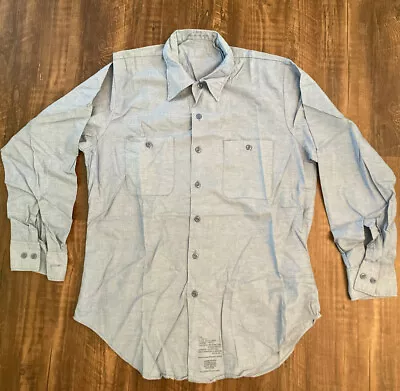 $14 • Buy Vintage Authentic Navy Issue Cotton Work Shirt. Size L. Mint Condition. Unworn.
