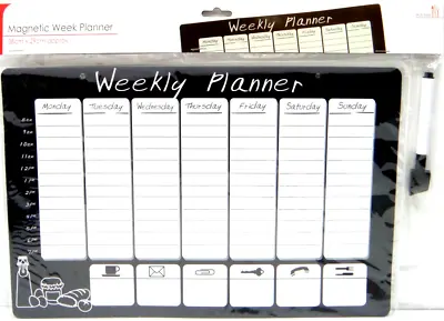£4.95 • Buy Magnetic Weekly Planner Organiser Calendar Memo Board Reusable Wipeable Planner
