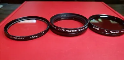 Lot Of 3 Lens. Kodak UV Protector 52mm Kodak Polarizer 52mm Quantaray 58mm UV • $18