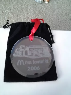 McDonald's Restaurant Etched Glass Disc Convention Ornament  I'M LOVIN IT 2006 • $9.99