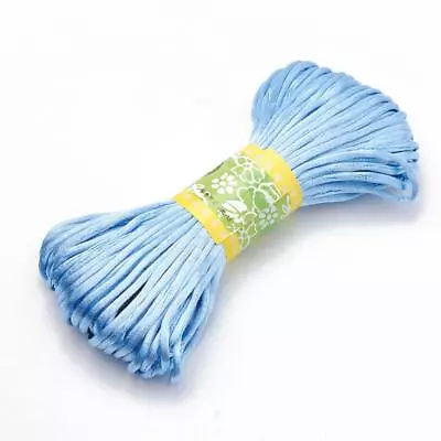 £3.49 • Buy 20m Sky Blue Rattail Satin Cord 2mm - Kumihimo Macrame Chinese Knot - P00902