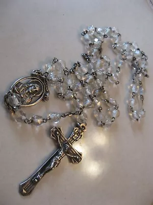 😊 Vintage Sterling Silver .925 & Crystal Beads Rosary France 3pt8 • $34.99