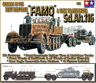 Tamiya Model Kit 1/35 German 18ton Heavy Half-Track Famo W/Trailer • $128.65