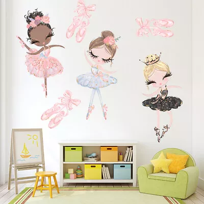 Ballet Dancer Wall Sticker Kids Room Cartoon Girl Wall Stickers De JD • £3.97