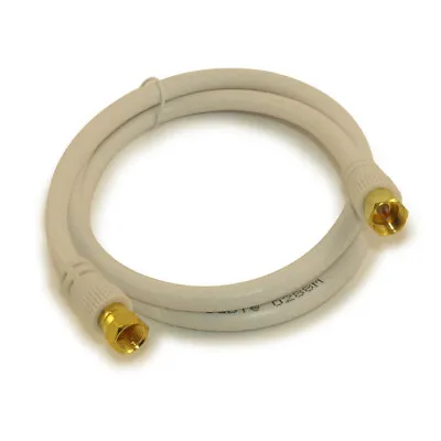 3ft RG6 QUAD SHIELD HI-BANDWIDTH Coax Cable F-type Gold Plated WHITE • $2.74