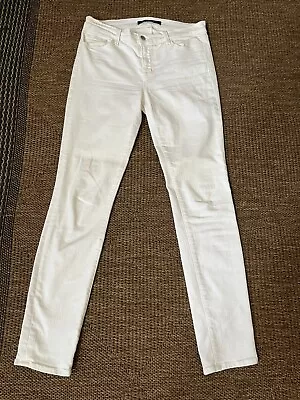 J BRAND Bright White SKINNY LEG Mid Rise Jeans In BLANC Sz 29 • $34.99