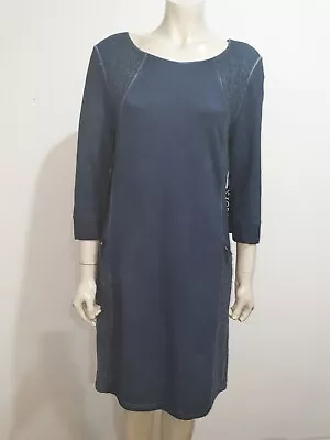 Sao Paulo Blue Straight Shift Cotton Blend Dress Size 8. EUR 40 • $41