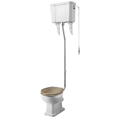 Nuie Carlton High Level Toilet Pan Cistern Excluding Flush Pipe Pull Chain Seat • £163.95