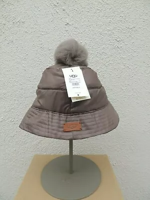 Ugg Stormy Grey All Weather Sheepskin Pom Bucket Hat  Women L/xl ~nwt • $44.95