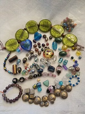 Vintage Foil Glass Lampwork Beads & Pendants Mix Lot  • $5