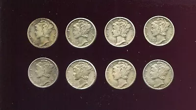 Mercury Head Dime Lot Of (8) 1943 - 1945 • $4.99