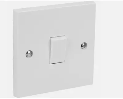 Light Switch 2 Way Single Gang 1 Gang 1G 10AX White Plastic With Fixing Screws • £2.25