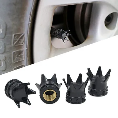 4pcs Crown Car Tyre Tire Wheel Stem Valves Air Dust Cover Cap Universal • $5.49
