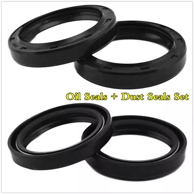 Motorcycle Suspension Shock Absorber Front Fork Tube Oil Seals Dust Cover Set • £8.60