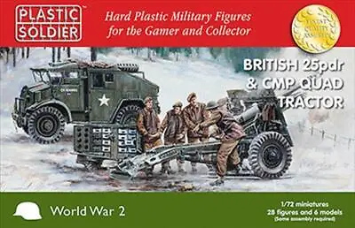 Plastic Soldier 1:72 WWII BRITISH 25PDR & CMP QUAD TRACTOR Scale Kit WW2G20007 • £23.72