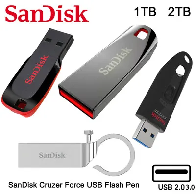 $13.99 • Buy Sandisk Flash Drive 1TB 2TB USB Blade Glide Ultra Flair Thumb Memory Stick Pen