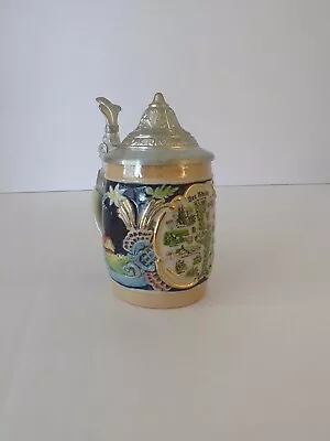 Antique Miniature German Beer Stein Made In Germany 3.75  Tall Lidded Beer Cup • $7.99