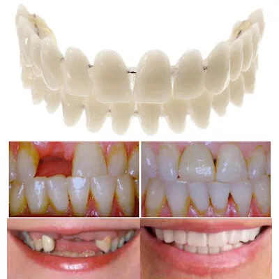 $8.99 • Buy Snap On False Teeth Upper + Lower Dental Veneers Dentures Tooth Cover Fake Tooth