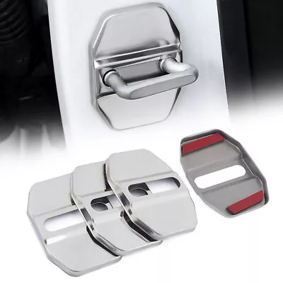 4Pcs Stainless Steel Car Door Lock Buckle Protector Cover Trim Car Accessories • £8.38