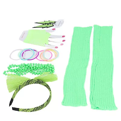 80s Earring Neon Headband Set Accessories Light Bracelets Earrings(Green ) • $13.29