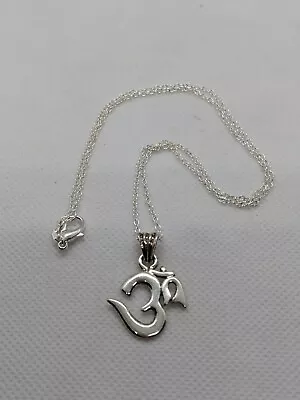 925 Sterling Silver Om Pendant On A 16  Silver Necklace • $16.50