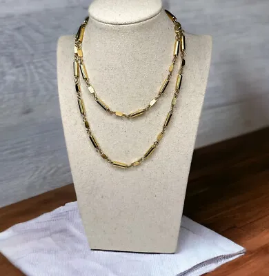J. Crew Gold Tone Long Necklace Link Chain Bar Wrap 32in Chunky • $17.87