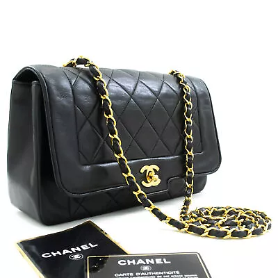 CHANEL Vintage Medium Chain Shoulder Bag Black Lambskin Quilted M37 • $5221