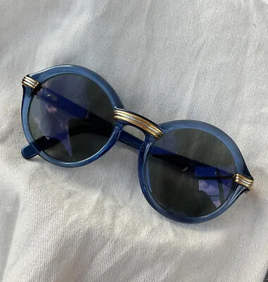 $799.99 • Buy Vintage Cartier Cabriolet 49-20-130 Blue 18K Gold Frame Sunglasses RARE!
