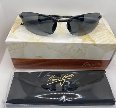 NEW Maui Jim Makaha Neutral Grey/ Gloss Black Rimless Sunglasses 405-02 • $155