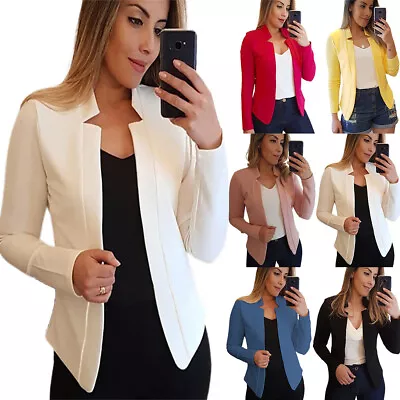£14.59 • Buy Womens Long Sleeve Coats Coat Jacket Office Work Ladies Suit Blazer Plus Size
