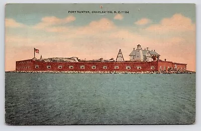 1940s Fort Sumter Civil War Harbor Vintage Charleston South Carolina SC Postcard • $4.75